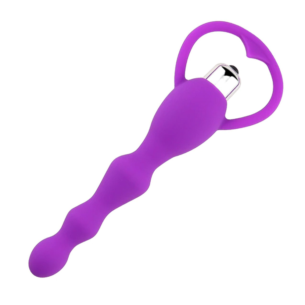 Titreşimli Boğumlu Halkalı Anal Tıkaç Mor